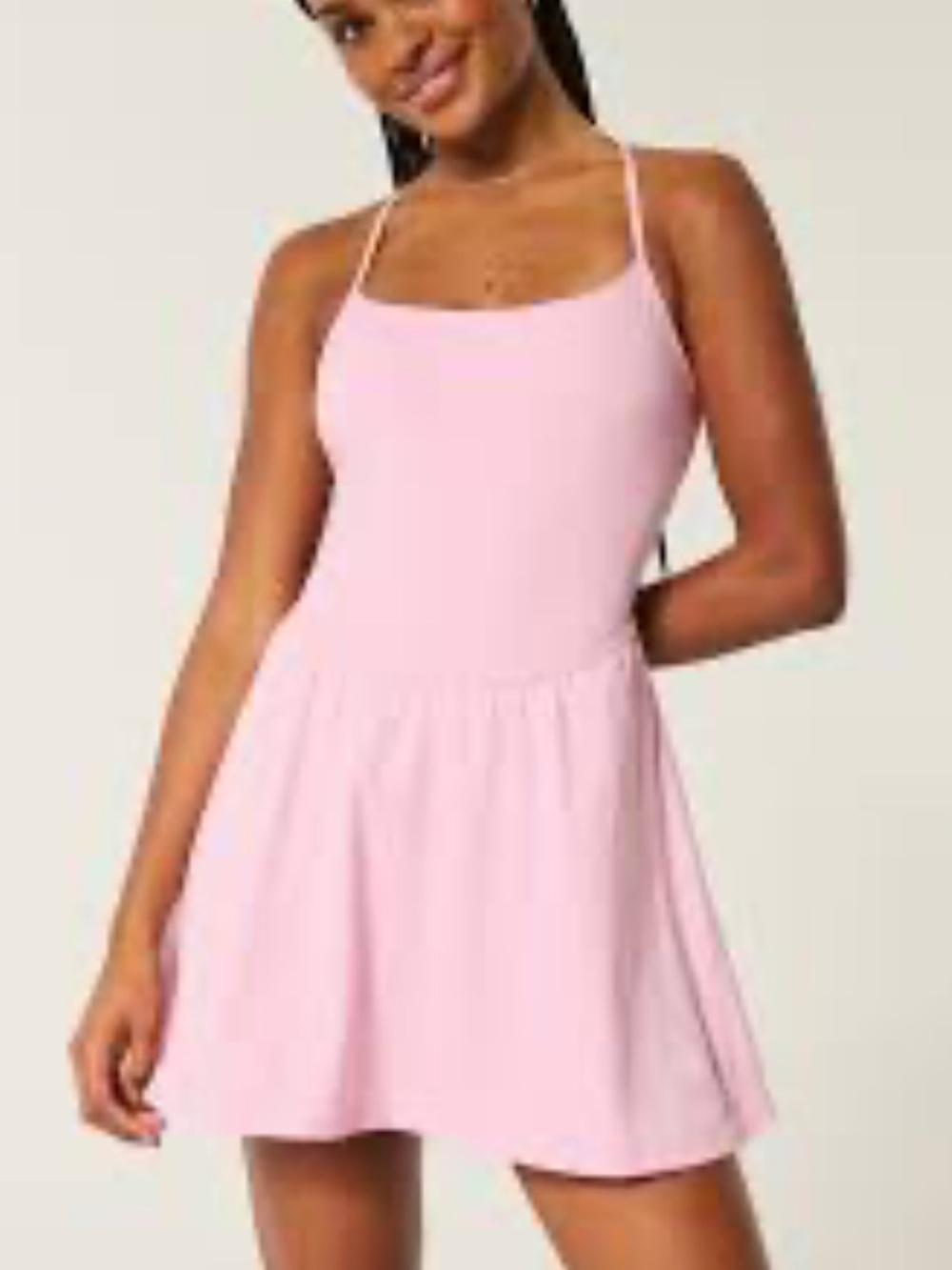 GILLY HICKS HOLLISTER ACTIVE STRAPPY BACK DRESS WITH SHORTS PINK SZ LG